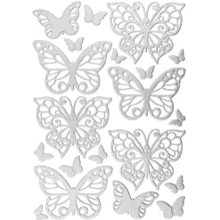 3-D Sticker, Deluxe Schmetterlinge, selbstklebend, silber