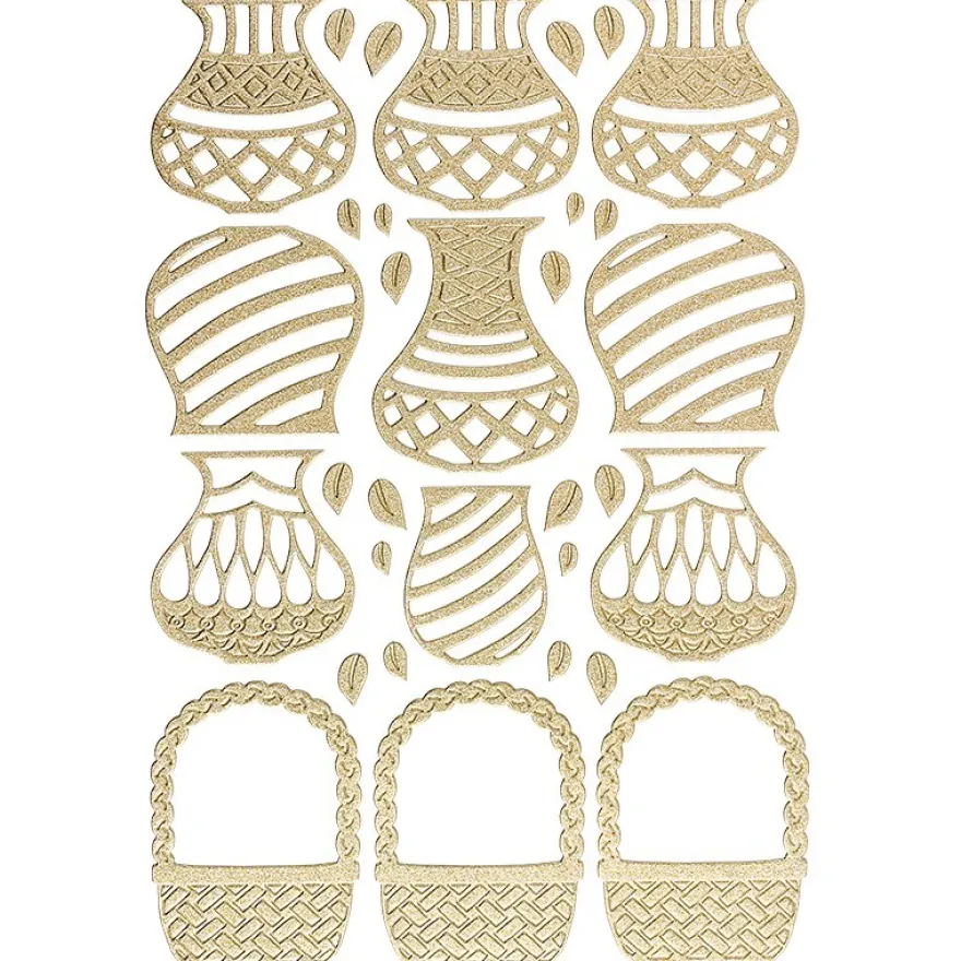 3-D Sticker "Deluxe Vasen & Körbe", verschiedene Größen, selbstklebend, gold