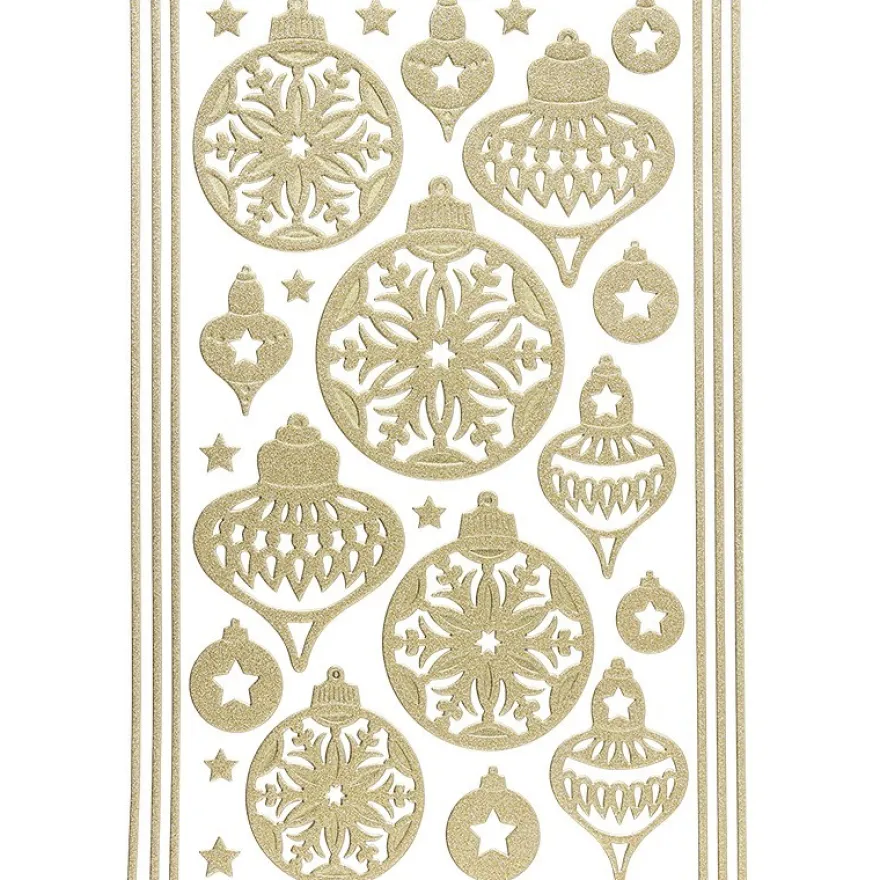 3-D Sticker, Deluxe Weihnachtskugeln, verschiedene Größen, selbstklebend, gold