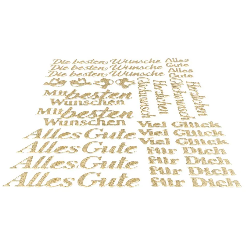 3-D Sticker Deluxe, Wünsche, 21cm x 30cm, gold, selbstklebend