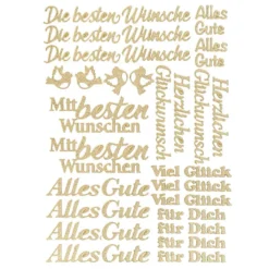 3-D Sticker Deluxe, Wünsche, 21cm x 30cm, gold, selbstklebend