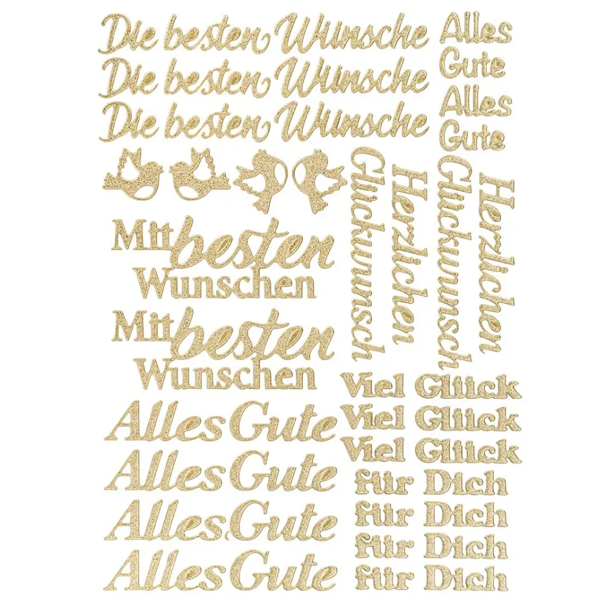 3-D Sticker Deluxe, Wünsche, 21cm x 30cm, gold, selbstklebend