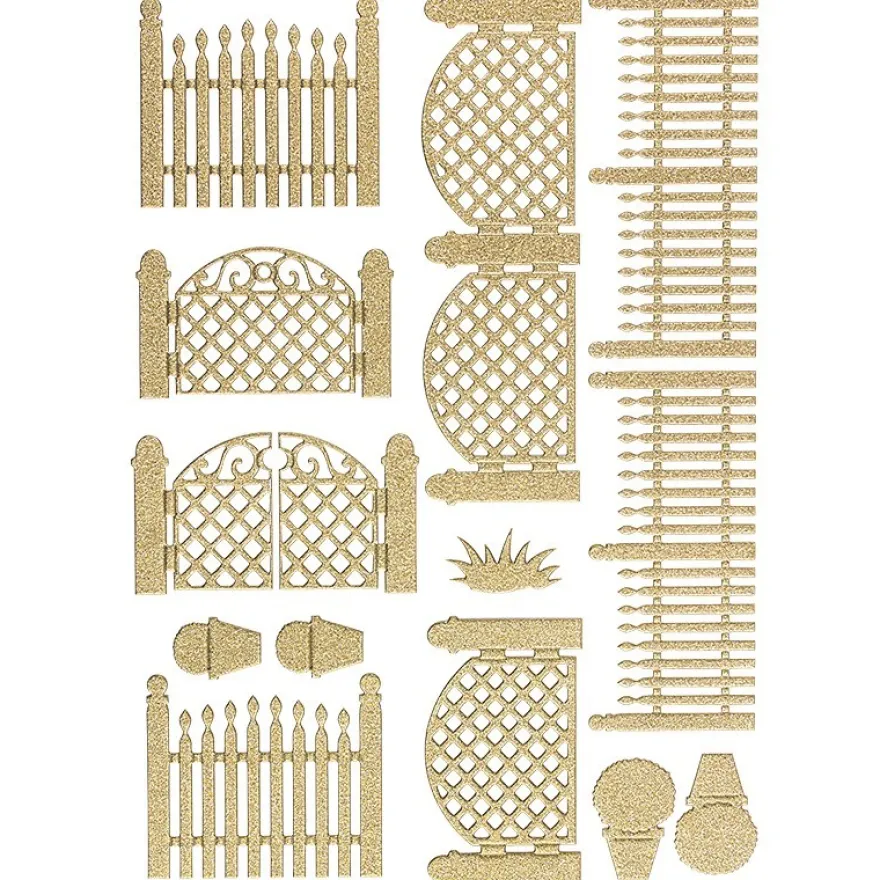 3-D Sticker "Deluxe Zäune & Tore", verschiedene Größen, selbstklebend, gold