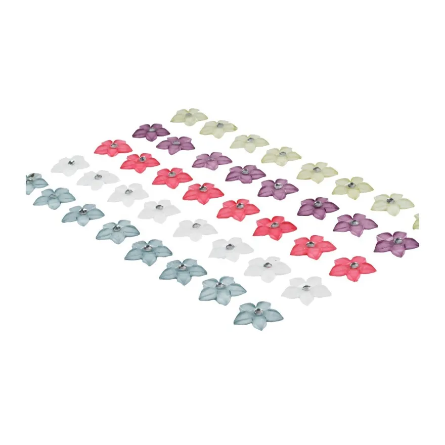3-D Sticker, Schmuck-Blüten 2, 10cm x 15cm, 40 Blüten in 5 versch. Farben, selbstklebend, 40 Stück
