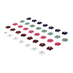 3-D Sticker, Schmuck-Blüten 1, 10cm x 15cm, 40 Blüten in 5 versch. Farben, selbstklebend, 40 Stück