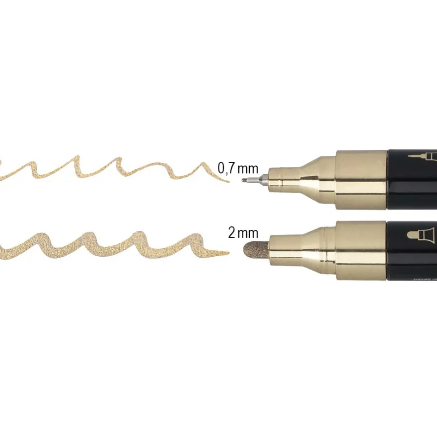 Duo-Chrome-Marker, mit je zwei verschiedenen Stiftspitzen, hochpigmentiert, gold, 2 Stück