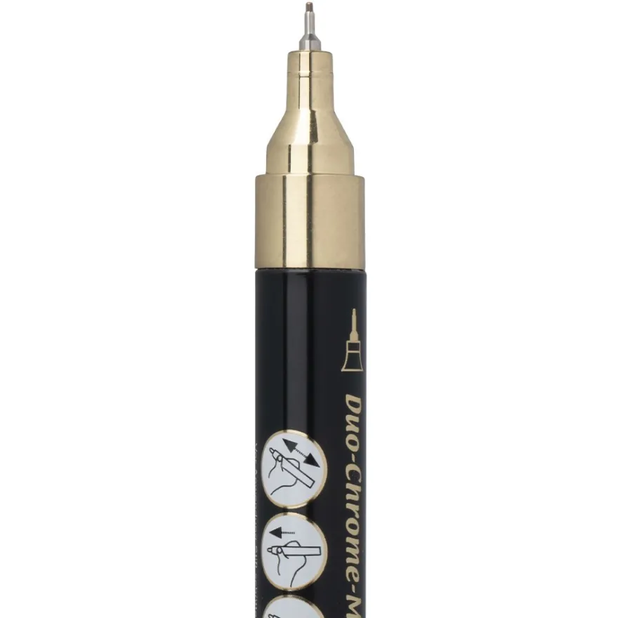 Duo-Chrome-Marker, mit je zwei verschiedenen Stiftspitzen, hochpigmentiert, gold, 2 Stück