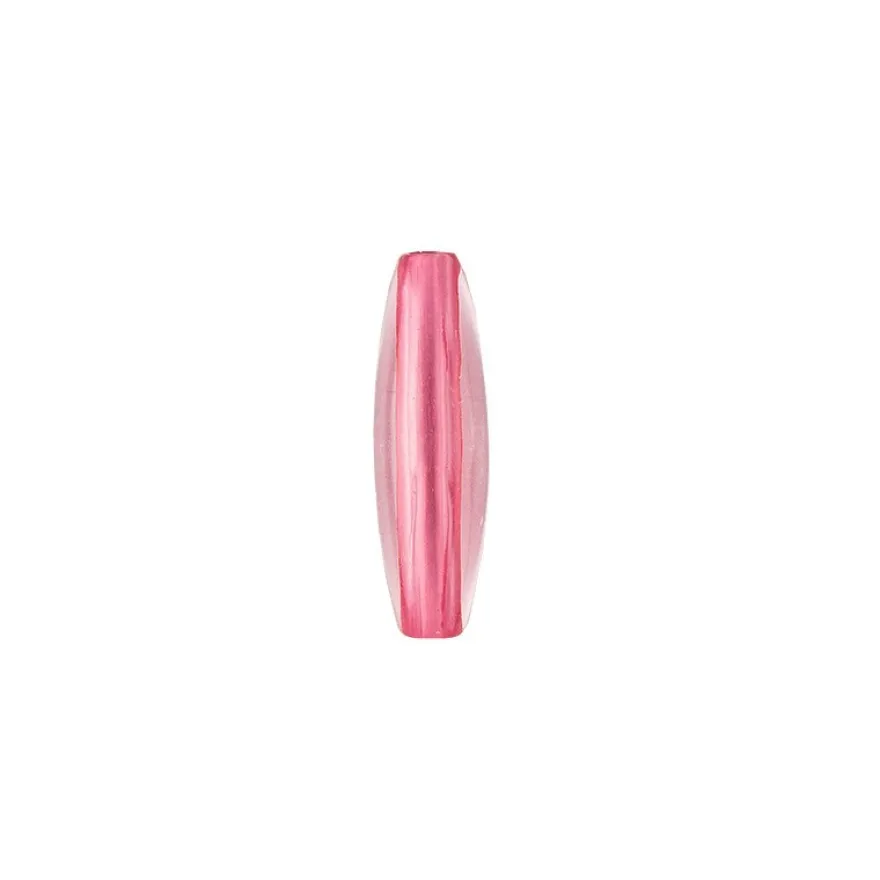 Duo-Color-Perlen, länglich, 0,6cm x 1,9cm, transparent/koralle, 20 Stück