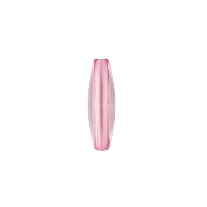 Duo-Color-Perlen, länglich, 0,6cm x 1,9cm, transparent/rosé, 20 Stück