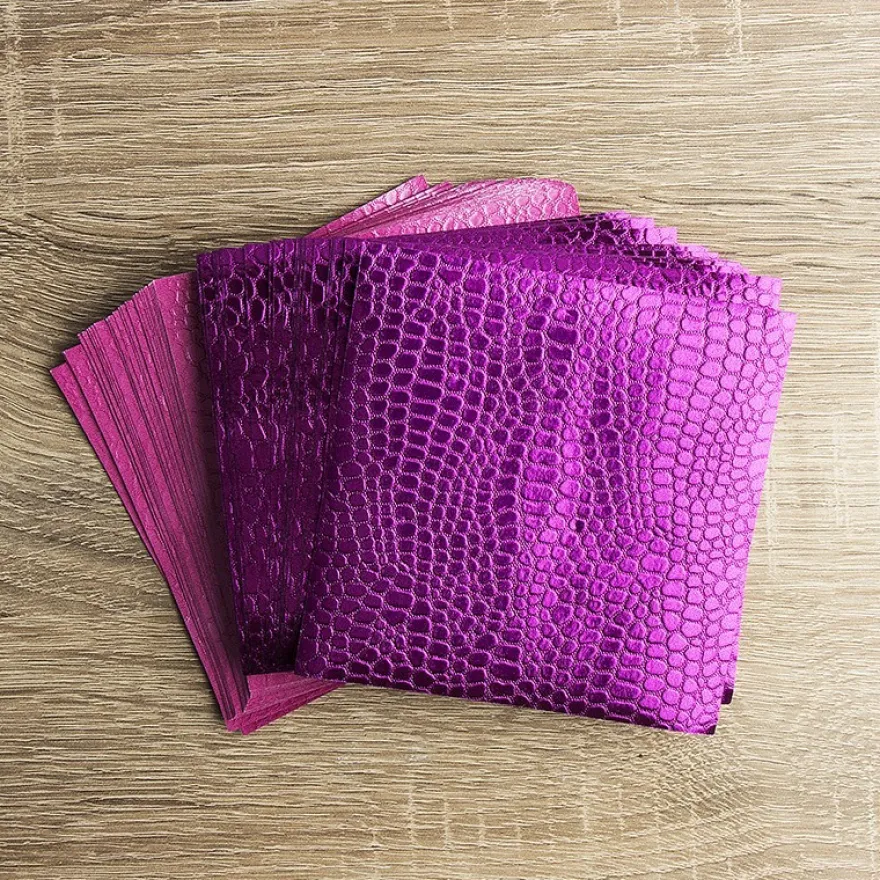 DuoDesign Faltfolien, Kroko-Optik, 10cm x 10cm, 65 Blatt, magenta