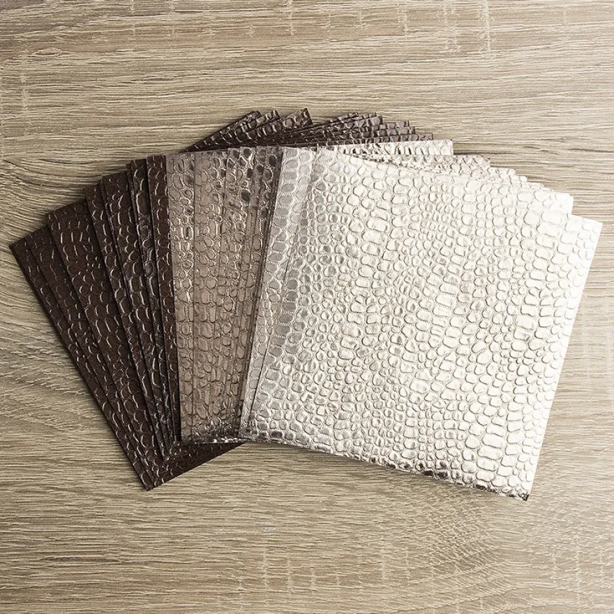 DuoDesign Faltfolien, Kroko-Optik, 10cm x 10cm, 65 Blatt, sand