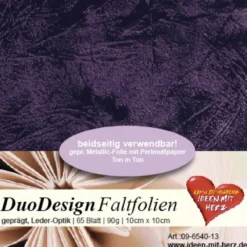 DuoDesign Faltfolien, Leder-Optik, 10cm x 10cm, 65 Blatt, aubergine