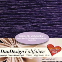 DuoDesign Faltfolien, Seiden-Optik, 10cm x 10cm, 65 Blatt, aubergine