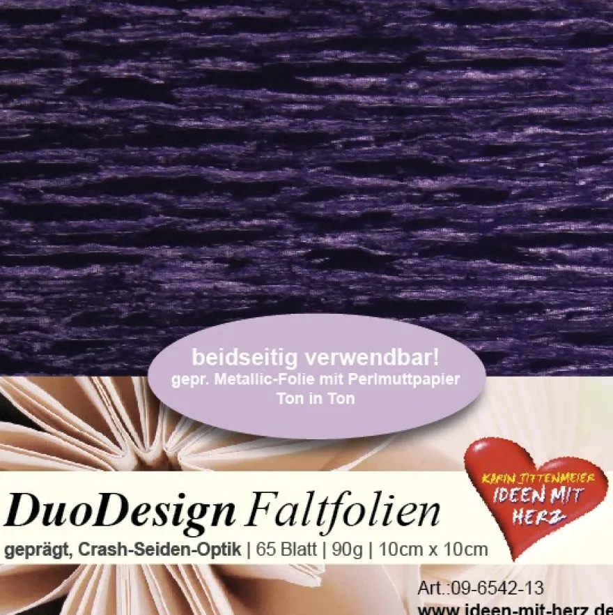 DuoDesign Faltfolien, Seiden-Optik, 10cm x 10cm, 65 Blatt, aubergine