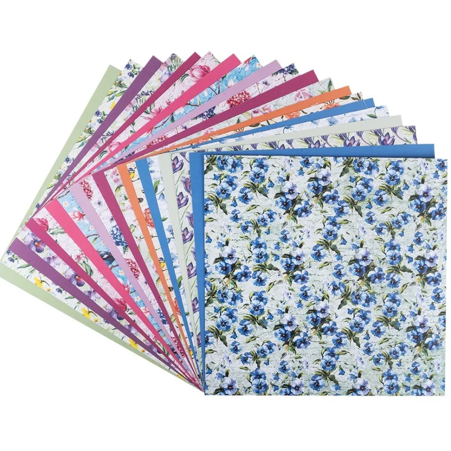 Duo-Design-Papiere, Blumen 1, beidseitig bedruckt, 25cm x 25cm, 250g/m², 20 Blatt