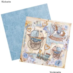 Duo-Design-Papiere, Geburt 1, beidseitig bedruckt, 25cm x 25cm, 250g/m², 20 Blatt
