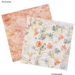 Duo-Design-Papiere, Glockenblumen 3, beidseitig bedruckt, 25cm x 25cm, 250g/m², 20 Blatt