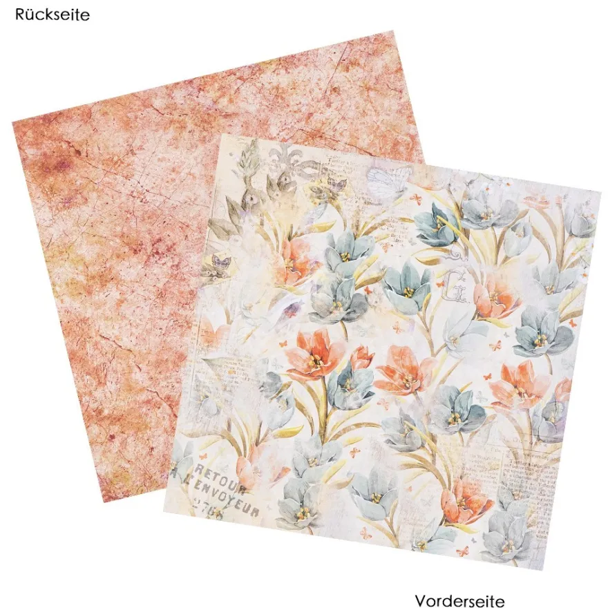 Duo-Design-Papiere, Glockenblumen 3, beidseitig bedruckt, 25cm x 25cm, 250g/m², 20 Blatt