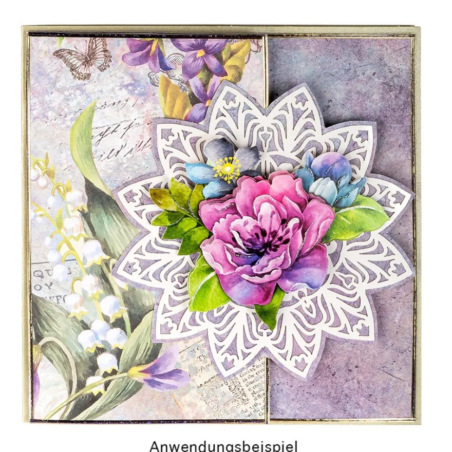 Duo-Design-Papiere, Glockenblumen 1, beidseitig bedruckt, 25cm x 25cm, 250g/m², 20 Blatt