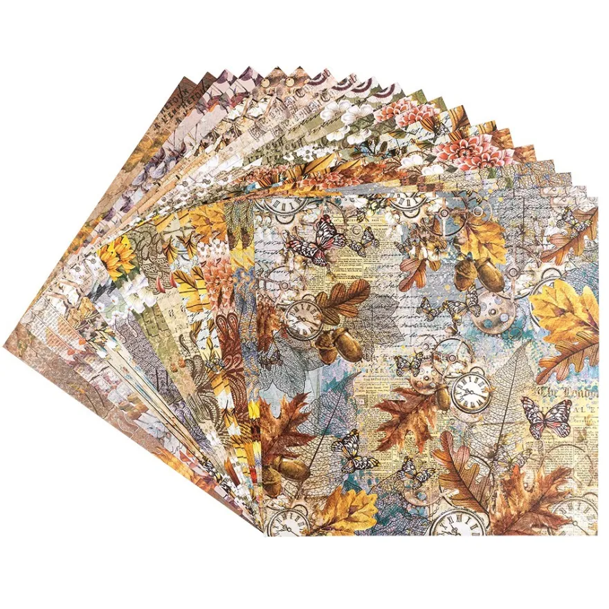 Duo-Design-Papiere, Herbst 2, beidseitig bedruckt, 25cm x 25cm, 250g/m², 20 Blatt