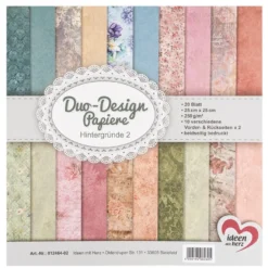 Duo-Design-Papiere, Hintergründe 2, beidseitig bedruckt, 25cm x 25cm, 250g/m², 20 Blatt