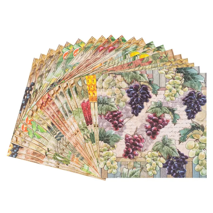 Duo-Design-Papiere, Leckere Früchte, beidseitig bedruckt, 25cm x 25cm, 250g/m², 20 Blatt