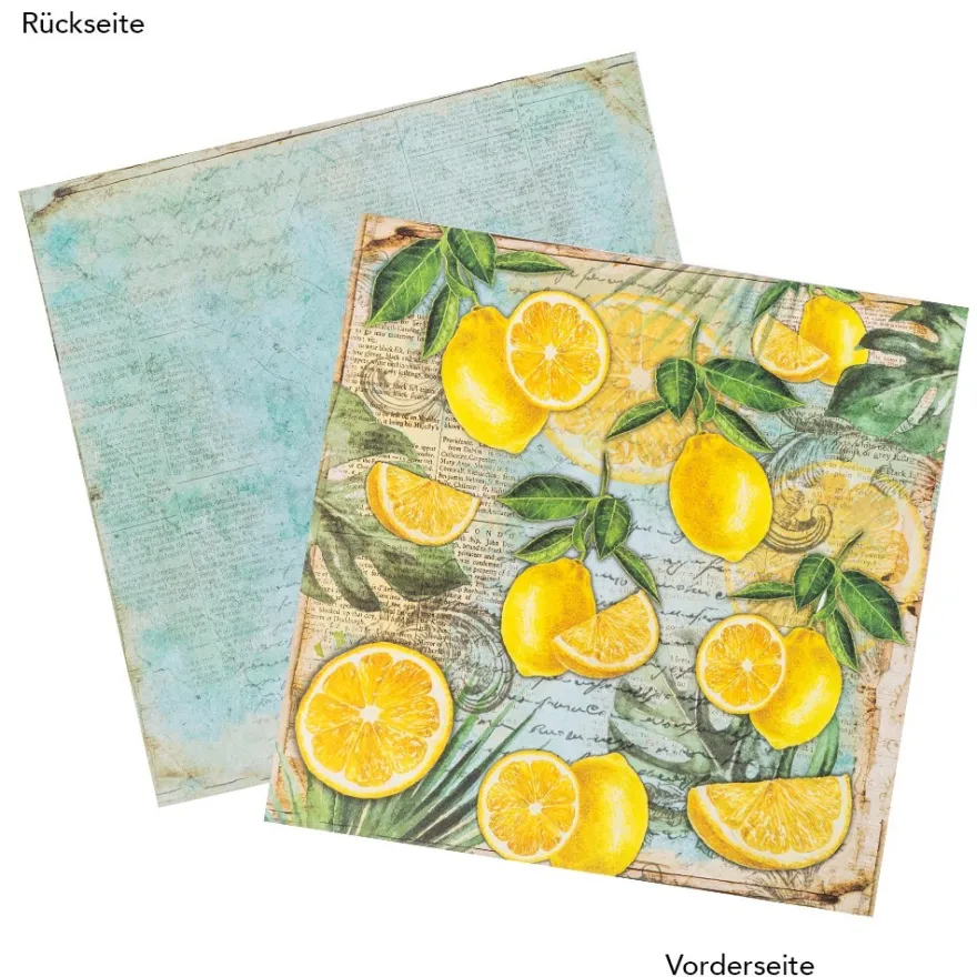 Duo-Design-Papiere, Leckere Früchte, beidseitig bedruckt, 25cm x 25cm, 250g/m², 20 Blatt