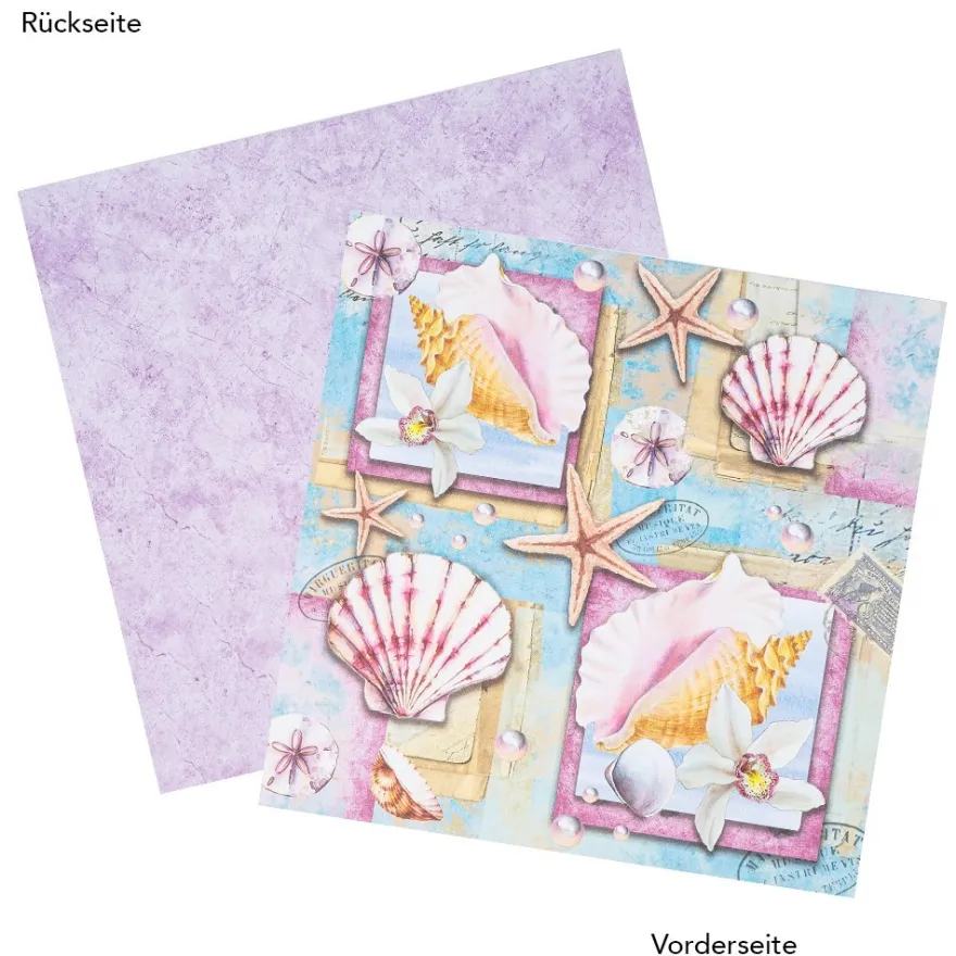 Duo-Design-Papiere, Maritim 3, beidseitig bedruckt, 25cm x 25cm, 250g/m², 20 Blatt