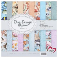 Duo-Design-Papiere, Maritim 3, beidseitig bedruckt, 25cm x 25cm, 250g/m², 20 Blatt