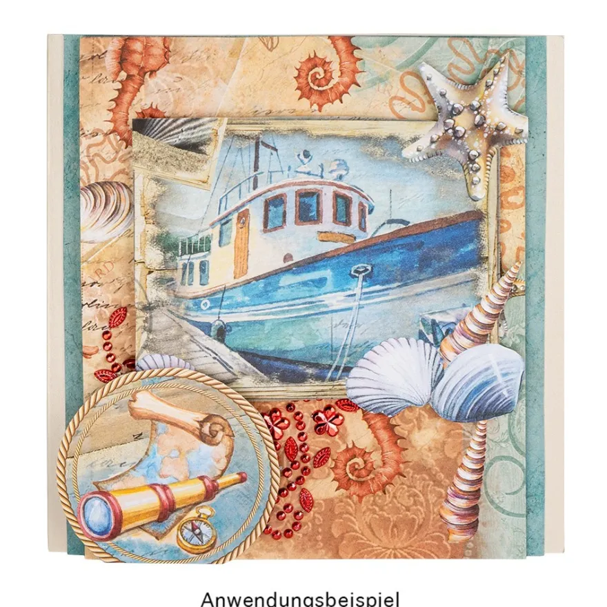 Duo-Design-Papiere, Maritim 1, beidseitig bedruckt, 25cm x 25cm, 250g/m², 20 Blatt