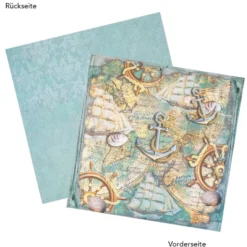 Duo-Design-Papiere, Maritim 2, beidseitig bedruckt, 25cm x 25cm, 250g/m², 20 Blatt
