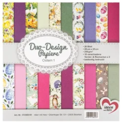 Duo-Design-Papiere, Ostern 1, beidseitig bedruckt, 25cm x 25cm, 250g/m², 20 Blatt