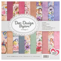Duo-Design-Papiere, Vintage 5, beidseitig bedruckt, 25cm x 25cm, 250g/m², 20 Blatt