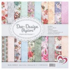Duo-Design-Papiere, Weihnachtszeit 1, beidseitig bedruckt, 25cm x 25cm, 250g/m², 20 Blatt