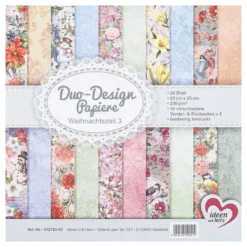 Duo-Design-Papiere, Weihnachtszeit 3, beidseitig bedruckt, 25cm x 25cm, 250g/m², 20 Blatt
