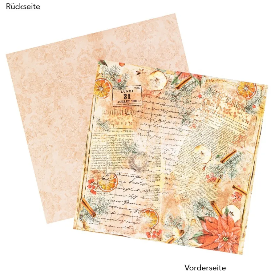 Duo-Design-Papiere, Winterzeit 3, beidseitig bedruckt, 25cm x 25cm, 250g/m², 20 Blatt
