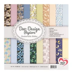 Duo-Design-Papiere, Zauberhafte Blätter, beidseitig bedruckt, 25cm x 25cm, 250g/m², 20 Blatt
