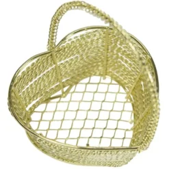 Edel-Drahtkörbchen, Herzform, 6,3x6,3x7,5 cm, 2 Stück, gold