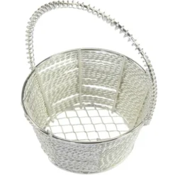 Edel-Drahtkörbchen, rund, Ø6,3cm, 7,5 cm hoch, 2 Stück, silber