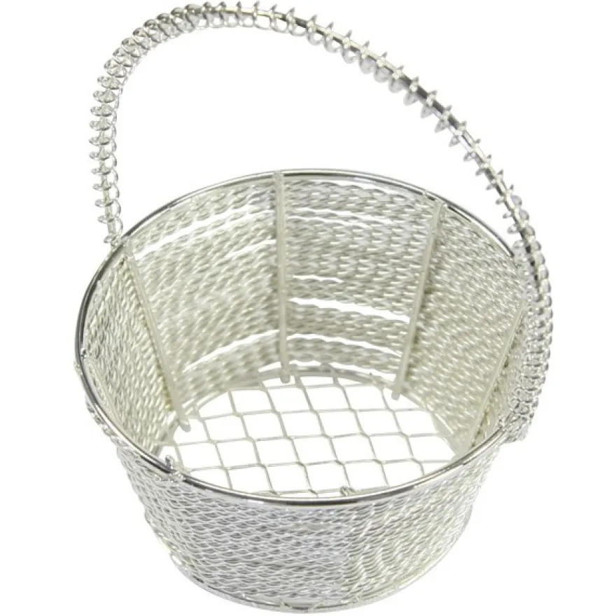 Edel-Drahtkörbchen, rund, Ø6,3cm, 7,5 cm hoch, 2 Stück, silber
