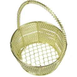 Edel-Drahtkörbchen, rund, Ø6,3cm, 7,5 cm hoch, 2 Stück, gold