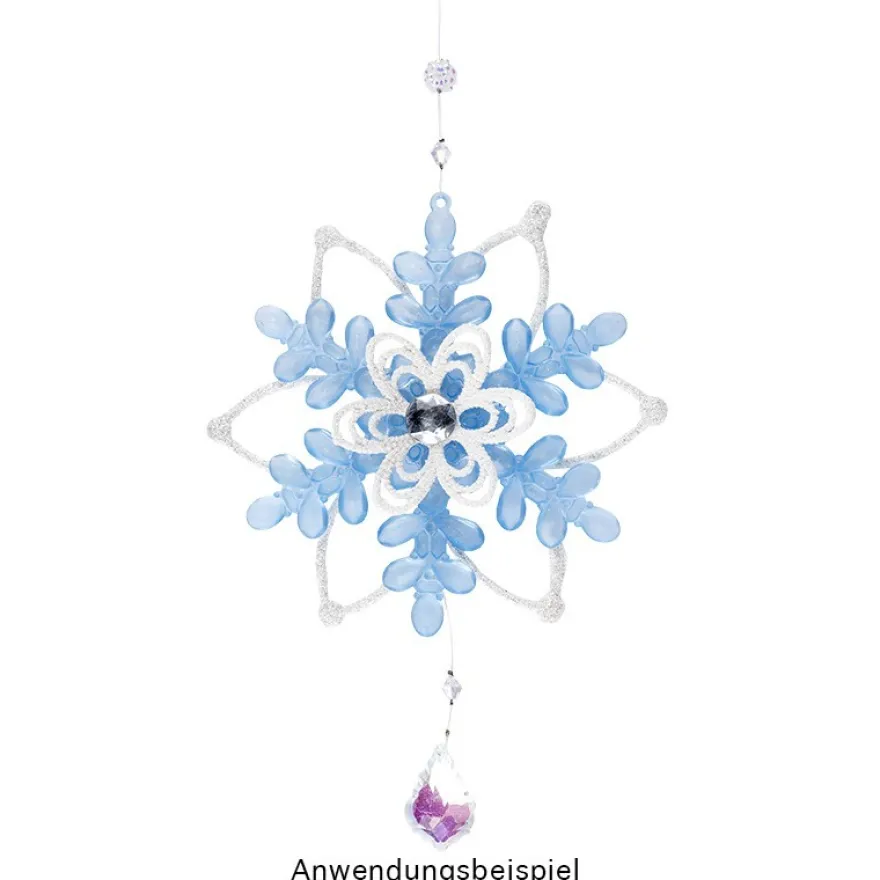 Eisblume zum Zusammensetzen, Ø 17cm, weiß mit Glitzer, klar, 5 Teile