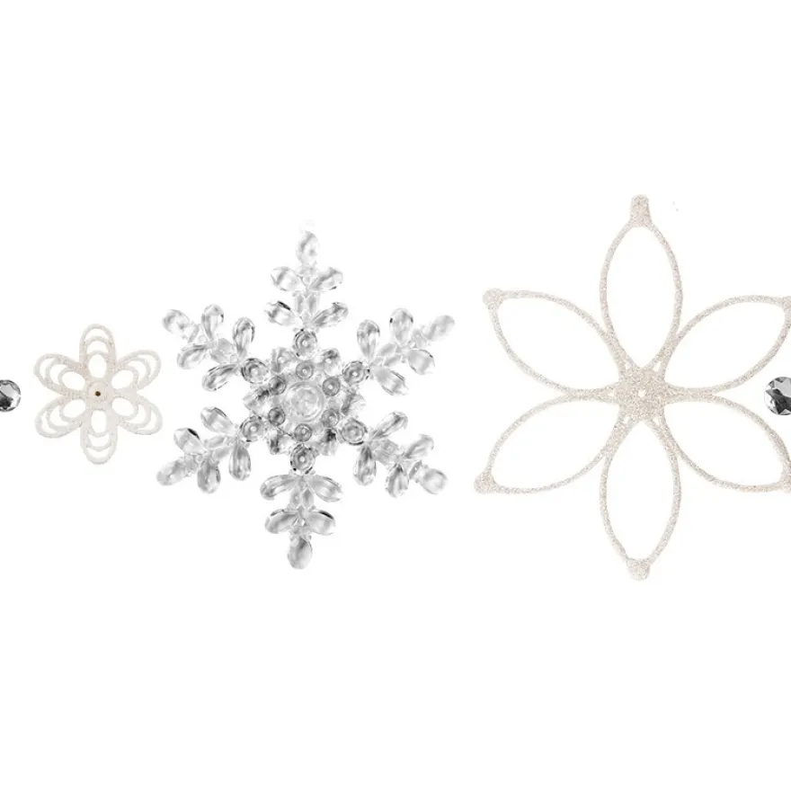 Eisblume zum Zusammensetzen, Ø 17cm, weiß mit Glitzer, klar, 5 Teile