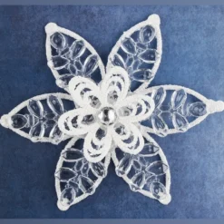 Eisblume zum Zusammensetzen, Ø 17cm, weiß mit Glitzer, klar, 5 Teile