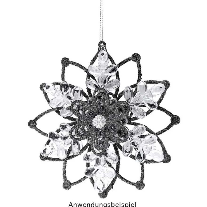 Eisblume zum Zusammensetzen, Ø 17cm, weiß mit Glitzer, klar, 5 Teile