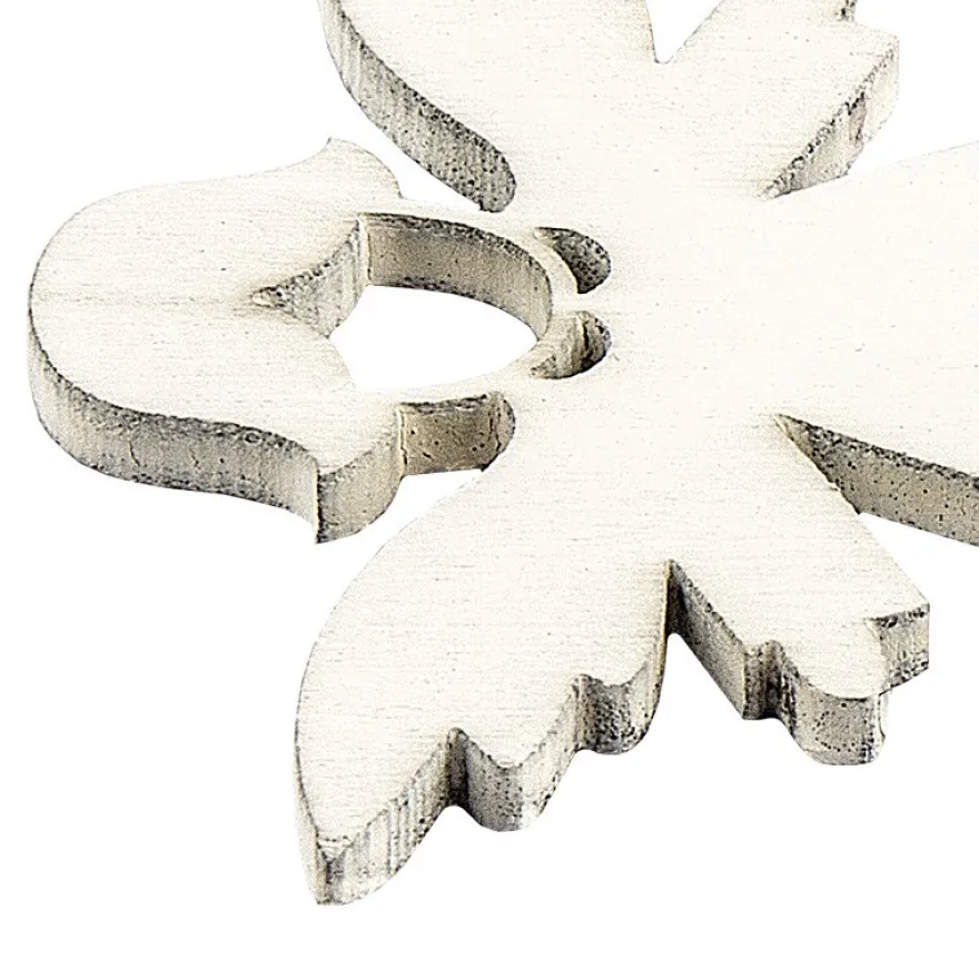Engel aus Holz, weiß, 2 Designs, 5,5cm x 6,1cm x 0,3cm & 5cm x 6,5cm x 0,3cm, 24 Stück