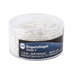 Engelsflügel aus Acryl, Design 3, 1,9 cm, weiß-irisierend, 100 Stück