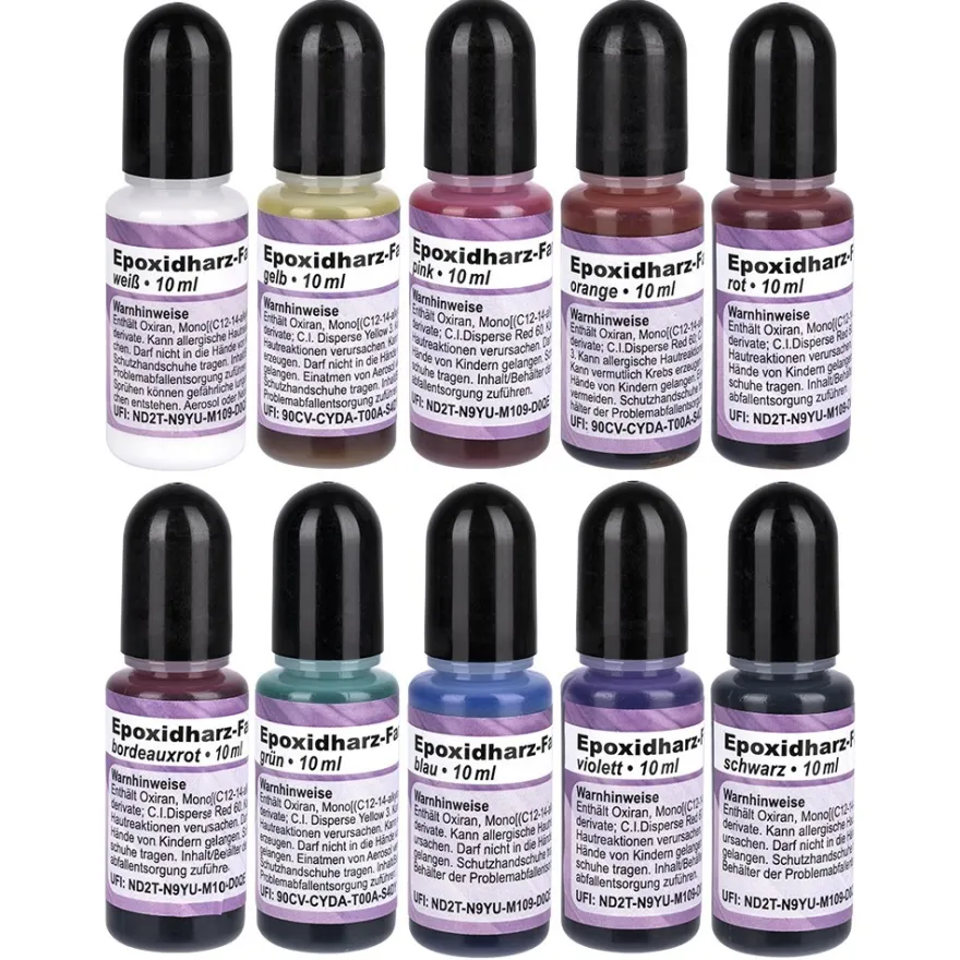 Epoxidharz-Farben, 10 verschiedene Farben, je 10ml