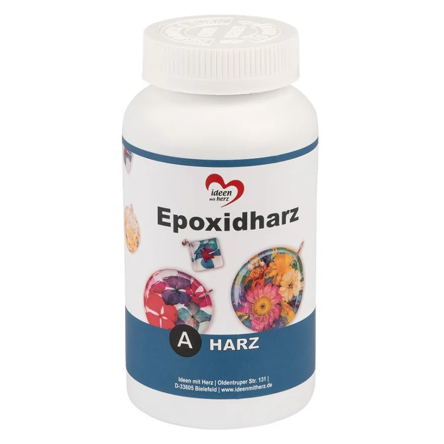 Epoxidharz, 500ml Harz, 500ml Härter, inkl. 1 Paar Einweghandschuhe, 2 Holzspatel und 2 Messbecher