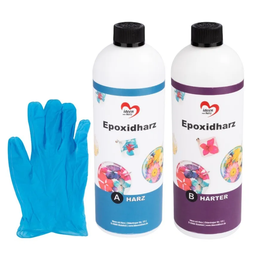 Epoxidharz, 1000ml Harz, 1000ml Härter, inkl. 1 Paar Einweghandschuhe